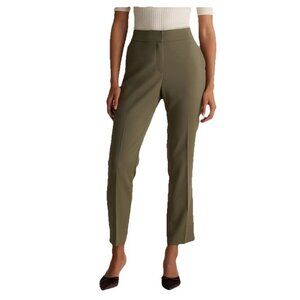 Quince Stretch Crepe Ankle Pants Olive Green Women 14 old money